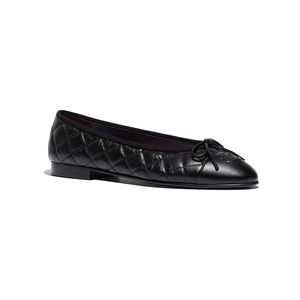 CHANEL Aged Calfskin Black Ballerina 38